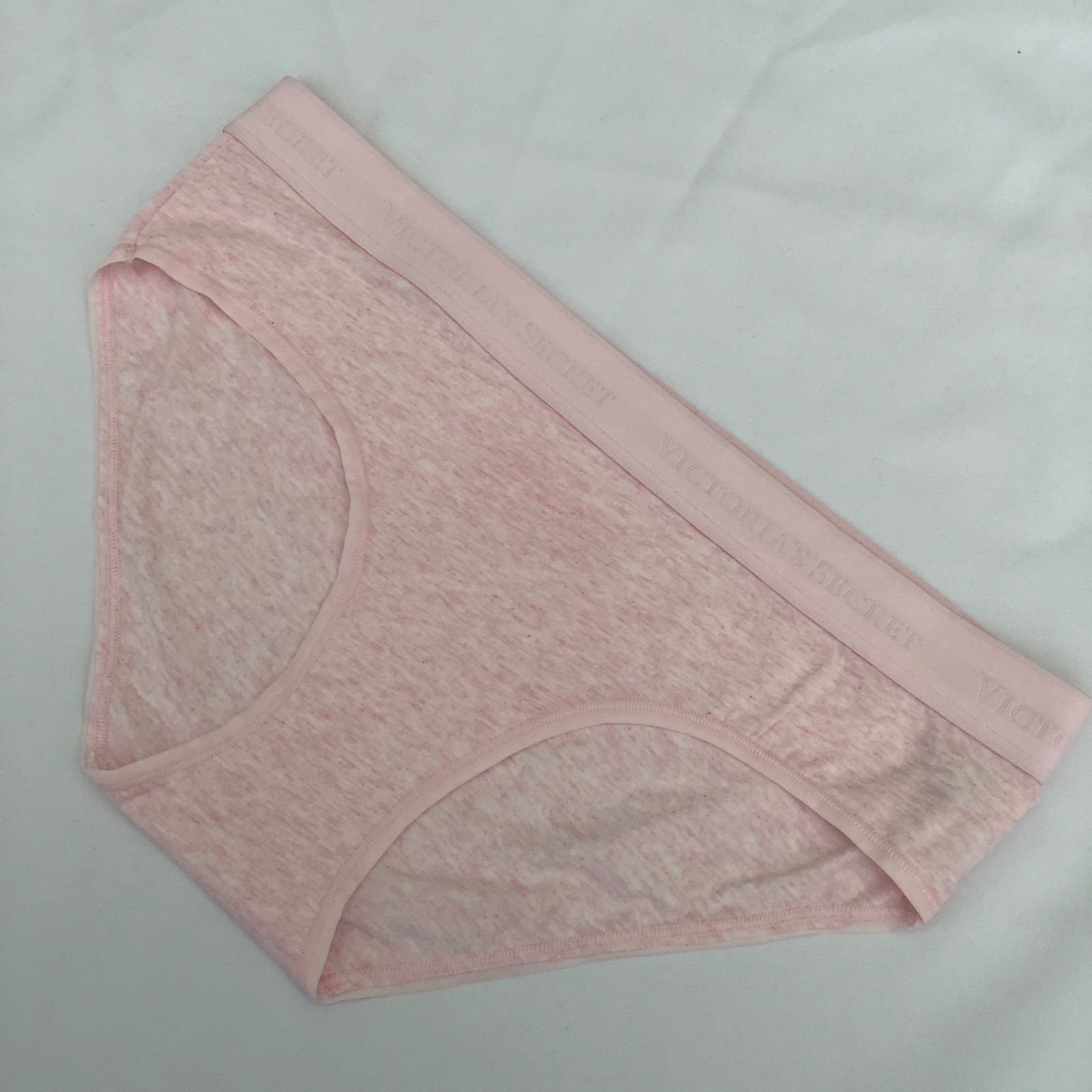 Victoria’s Secret Pale Pink Marl Logo Waistband Hiphugger Panties – Size M BNWT