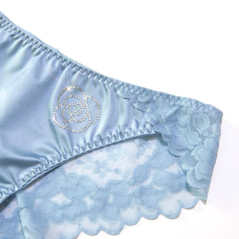 Set Of 6 Sexy Womens Silky Satin Panties Briefs Seamless Sheer Lace Lingeries