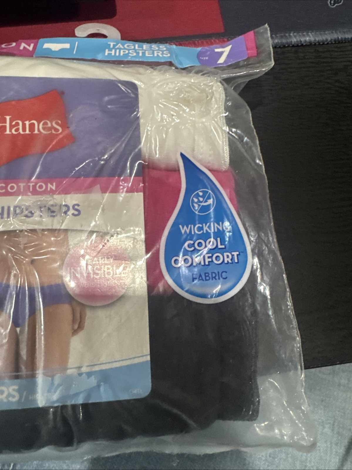 HANES Women’s Tagless Cotton Hipsters 3-Pack Size 7 L Brand New Sealed