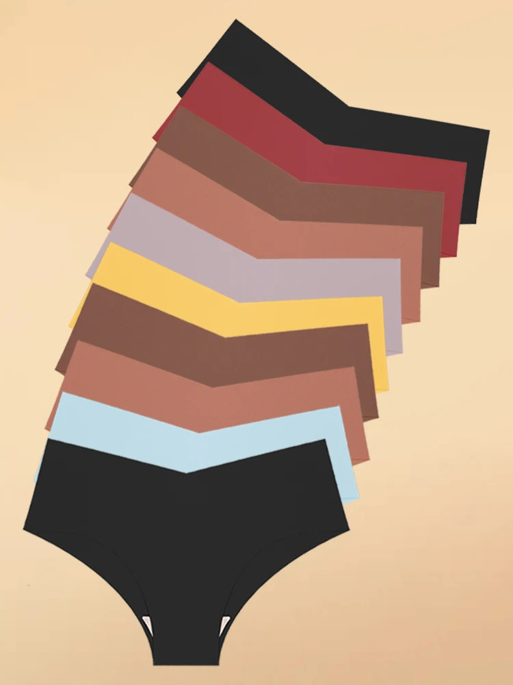Seamless Panties Low Waist Solid Briefs Smooth Lightweight Comfortable Fit 10PCS