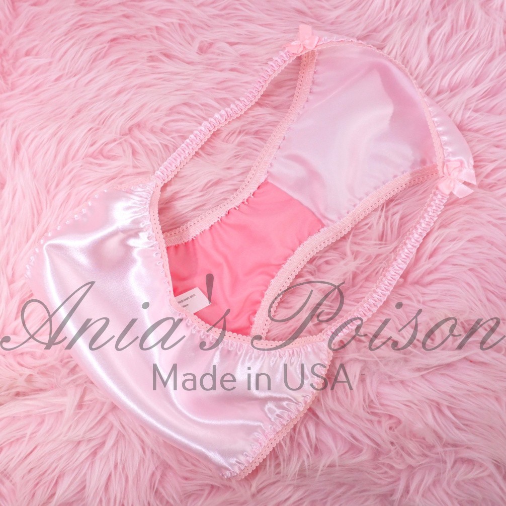 Satin String Bikini Panties VTG Sissy style Cheeky cut shiny Underwear 3 colors!