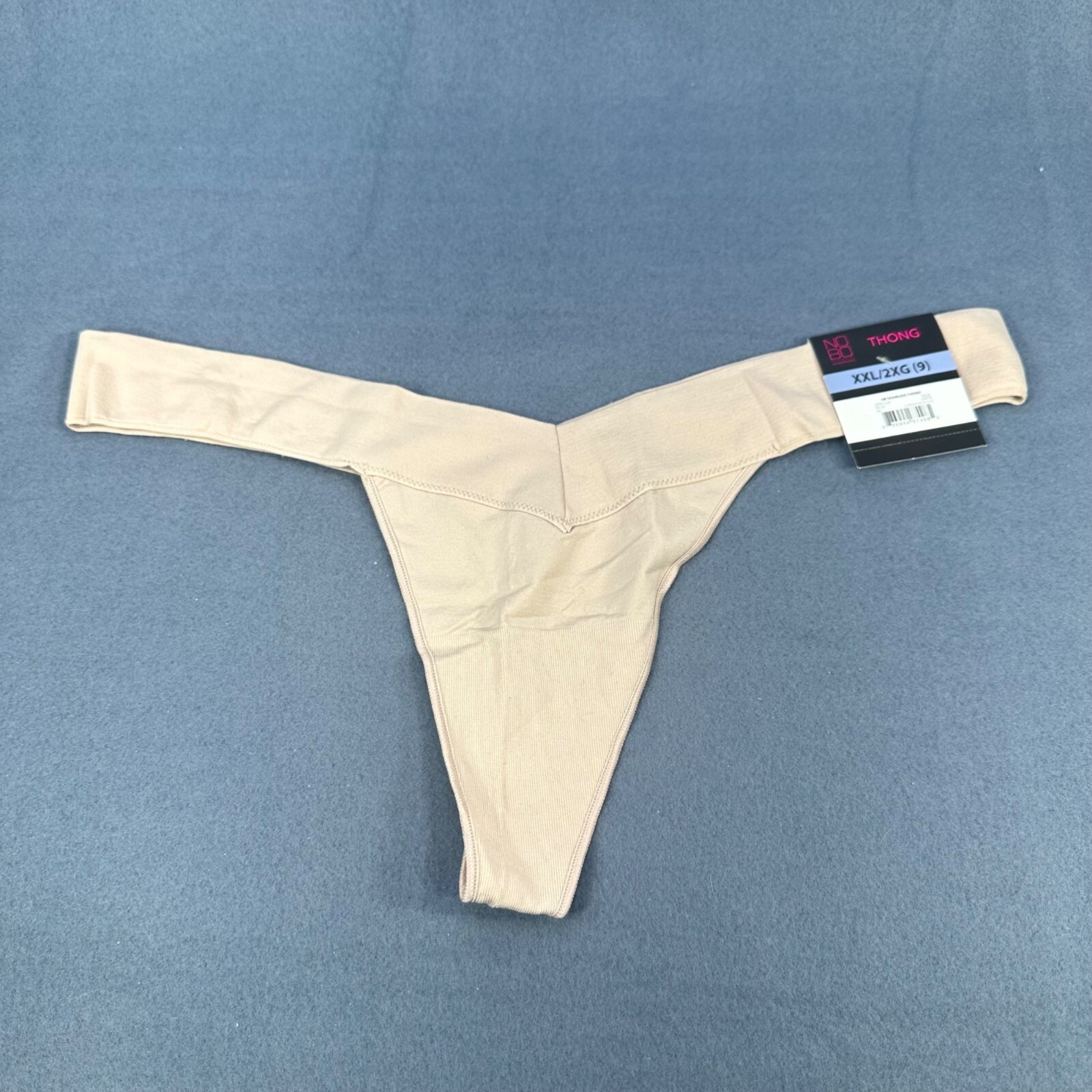 No Boundaries Womens Size XXL 9 V-Thong Panty Seamless Beige New With Tags