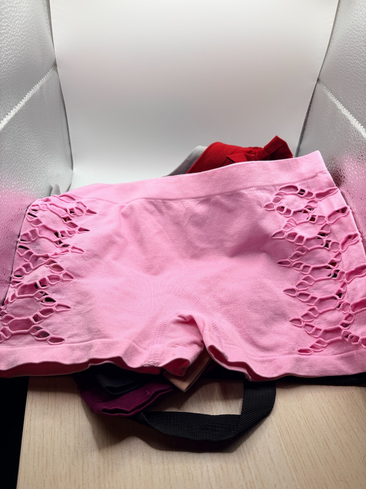Set of 6, 6 different colors, decorative side cut outs, BoyShort Panties Sz M