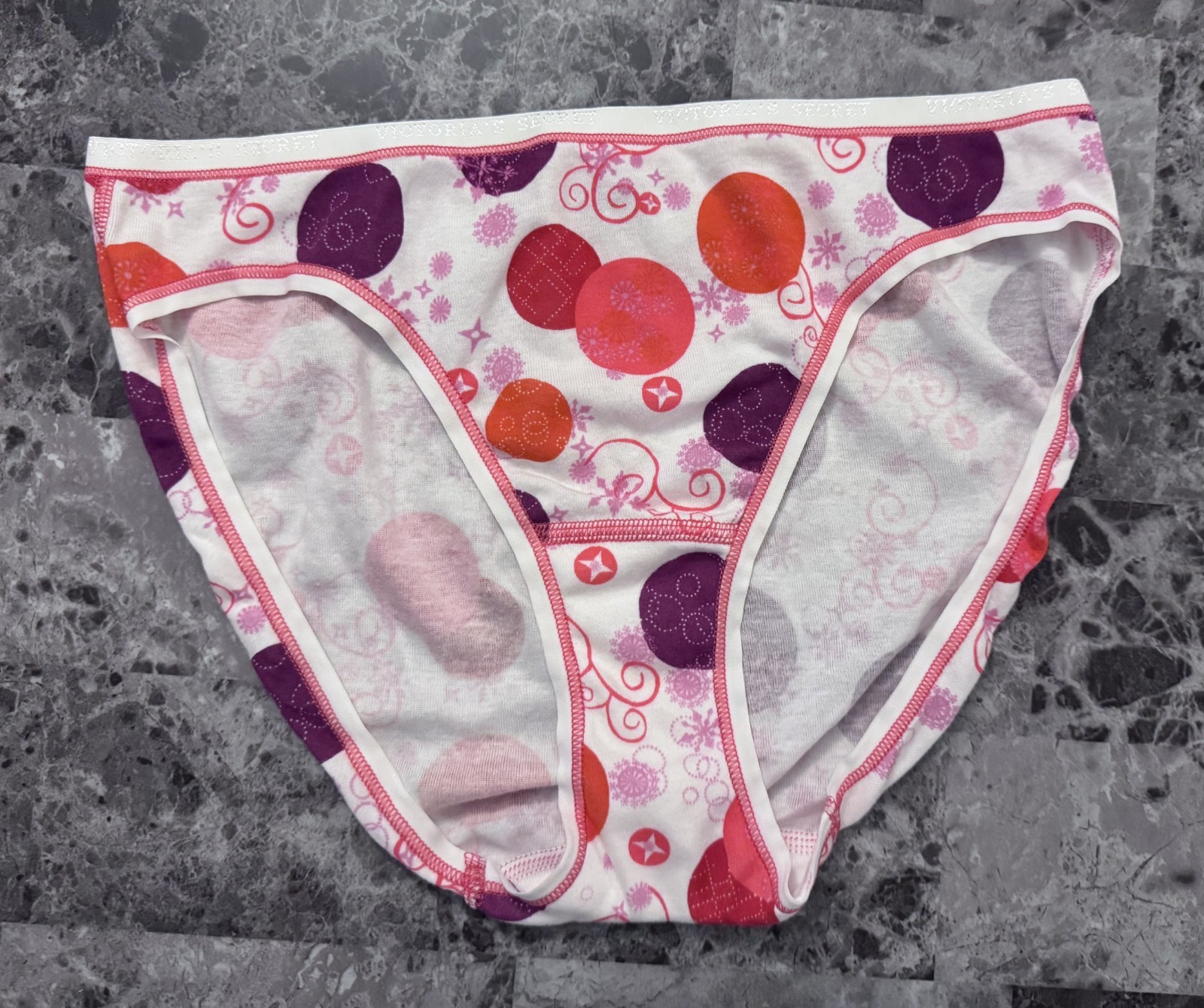 VICTORIA’S SECRET L POLKA DOT SNOWFLAKE 100% COTTON VINTAGE RARE BIKINI PANTIES
