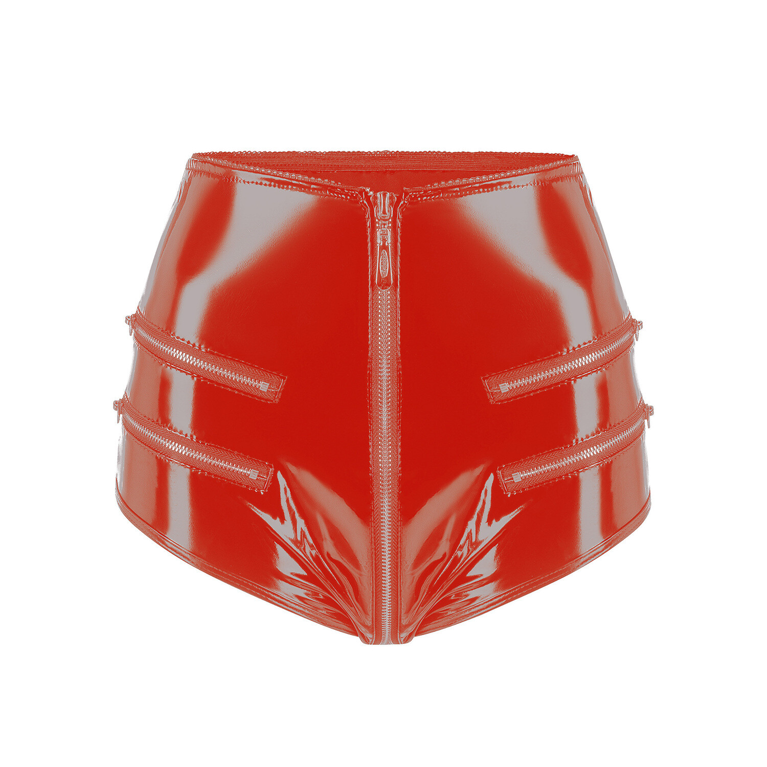 Women’s PVC Leather Panties Briefs Zipper Crotch Latex Lingerie Nightclub Shorts
