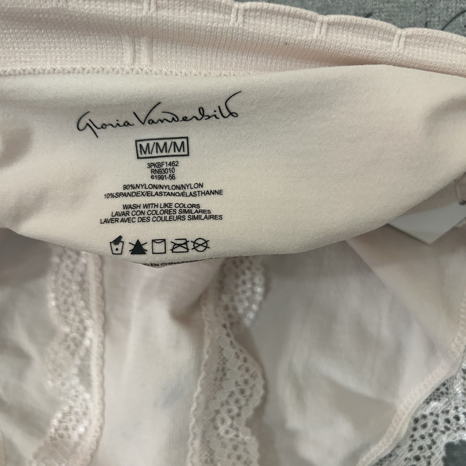Gloria Vanderbilt 3 Pack Briefs Women M Seamless Lace Trim Solid Pink Gray Black