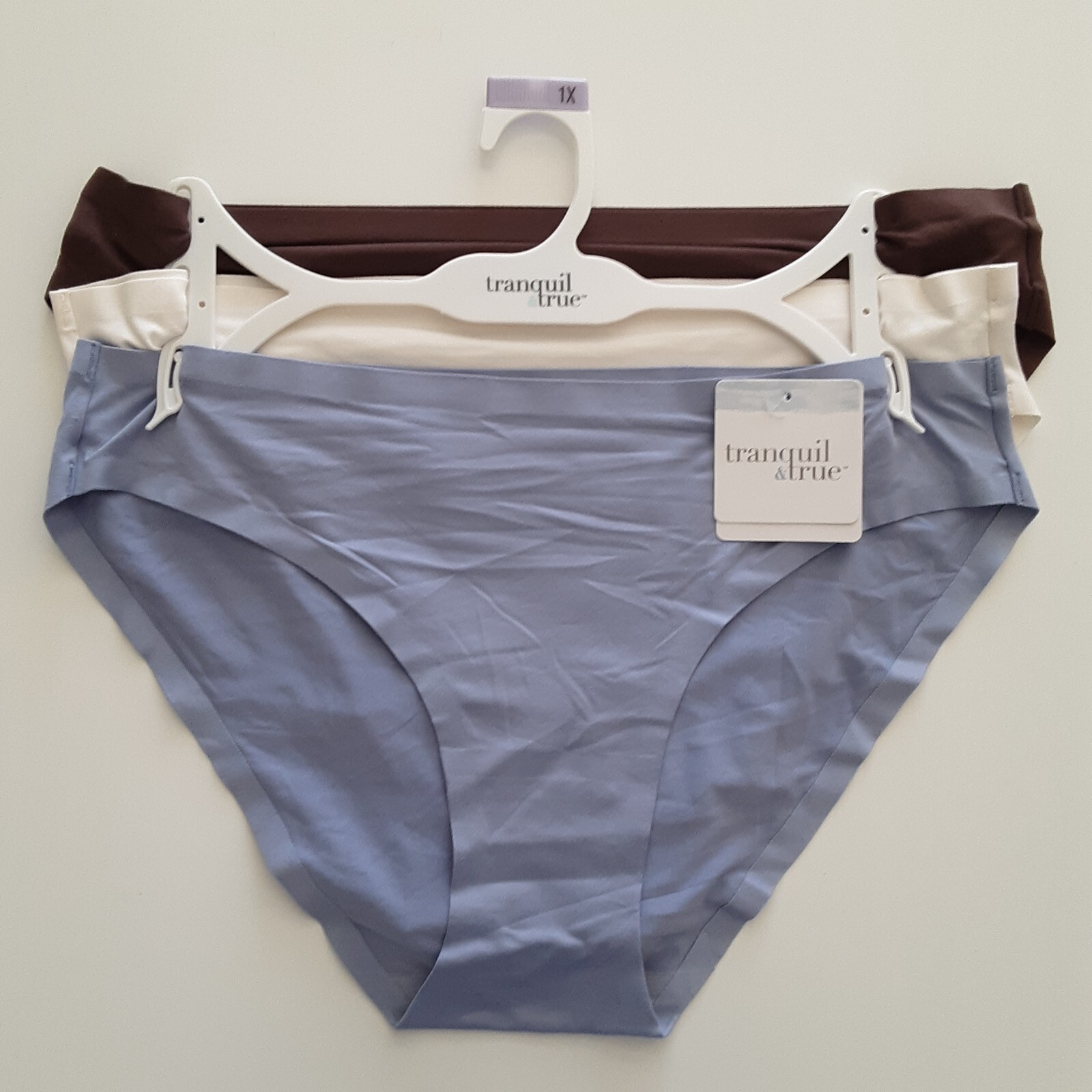 Tranquil & True Womens Size 1X Bikini Underwear Microfiber Purple Ivory 3 Pack