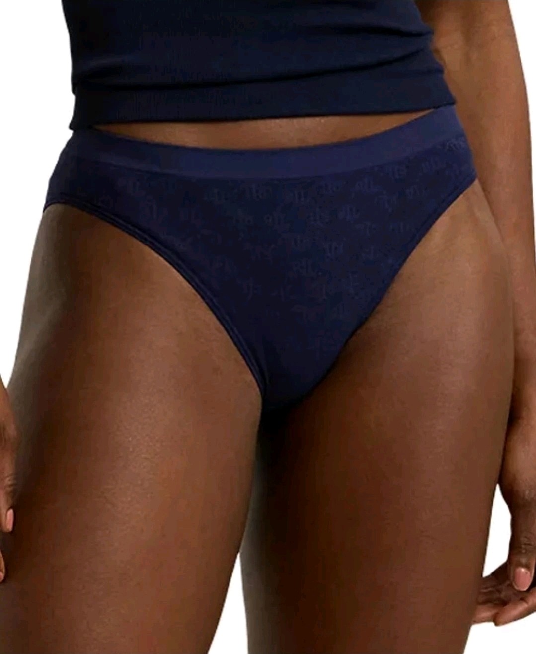 Ralph Lauren Women’s Monogram Mesh Jacquard Bikini Brief Underwear Navy Small