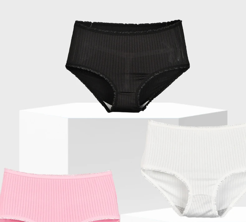 High Waist Cotton Panties Plus Size Women Full Coverage Breathable 8 Pcs