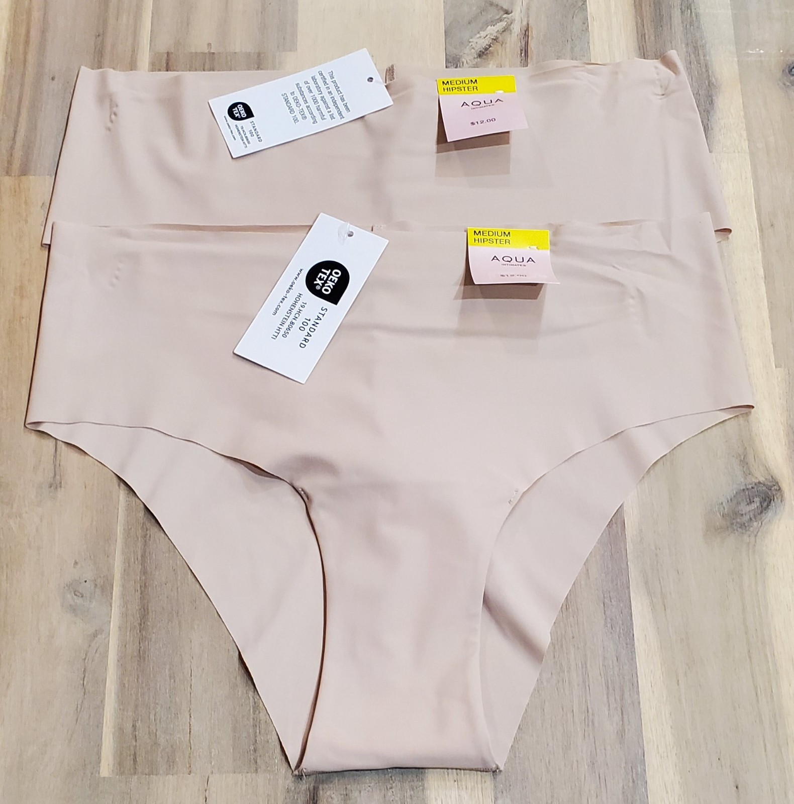 Aqua Intimates Women’s Stretch No Show Hipster Panties Chai Size Medium Lot of 2