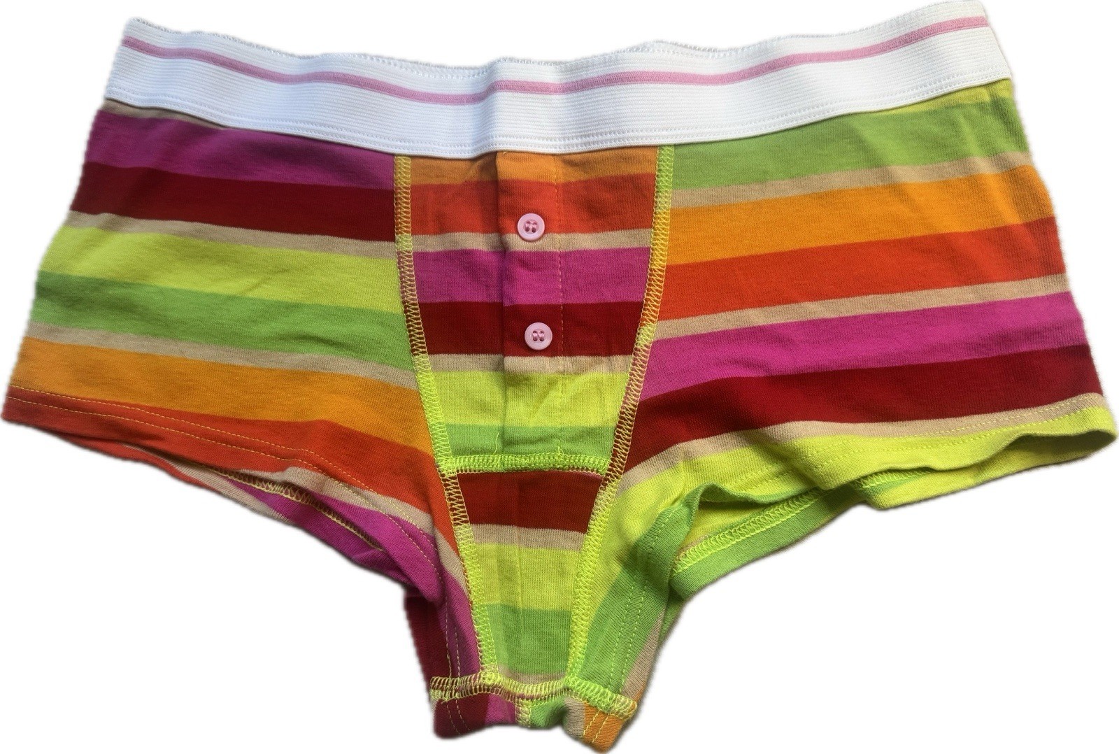 VINTAGE Victoria’s Secret PINK Boyshort Panties Striped Multicolor Cotton Knit S