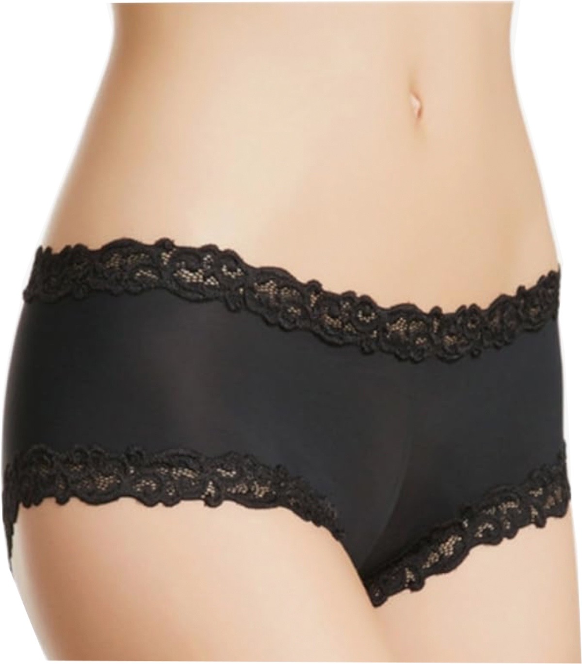 NWT-Natori Double Lace Trim Boyshort Panty Style 756037-Large-Black-Discontinued