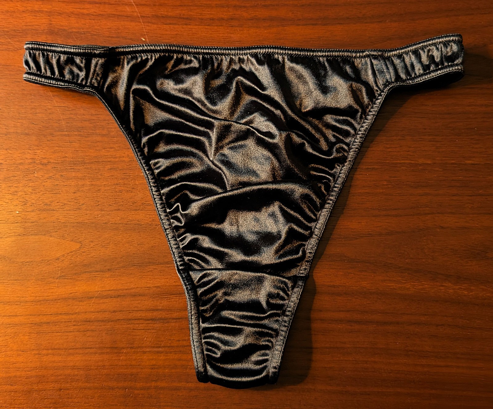 Katie & Laura’s Fancy Satin Thong Panties XL Black Blue Green NEW Choose Color
