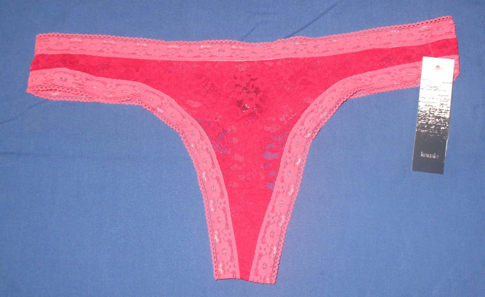 KENSIE~SMALL MEDIUM~Blush Mattie Floral Lace Low Rise Thong Panty R6413567