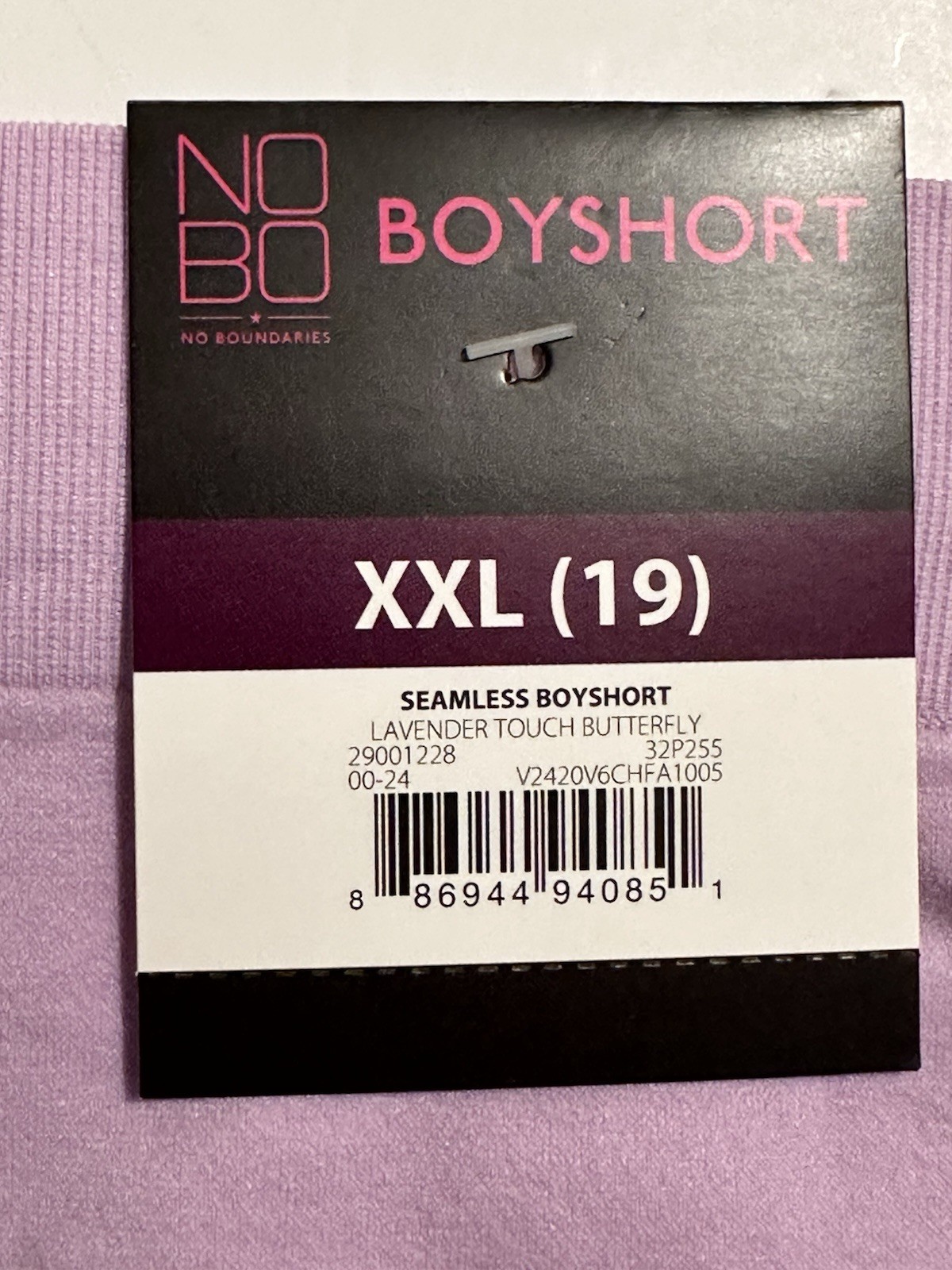 No Boundaries Underwear Women’s XXL 19 Seamless Boy Shorts Purple Butterfly