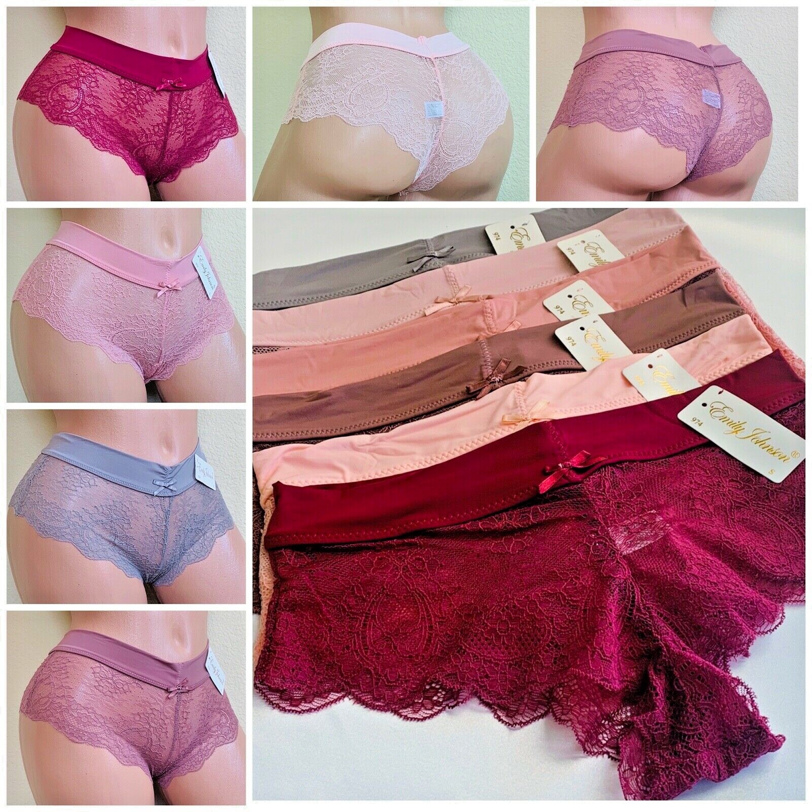 6-12 Women Boyshorts Lace Hipster Cheeky Brazilian UNDERWEAR Gifts Pack 974 S-XL