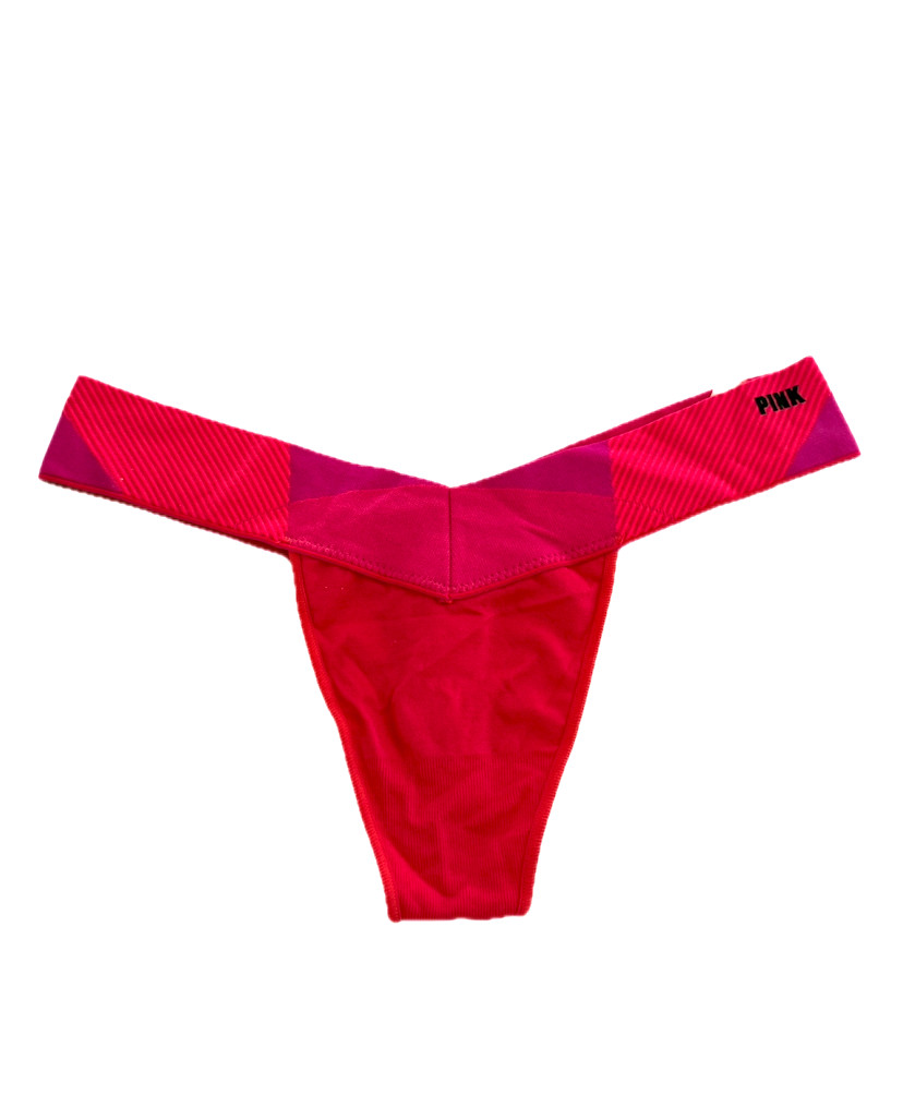 Victoria’s Secret PINK Seamless Thong Panty Coral Colorblock