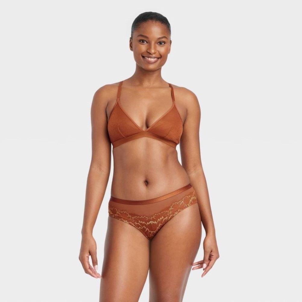 Auden 6pk Lace and Mesh Cheeky Underwear Womens Medium Stretch Brown