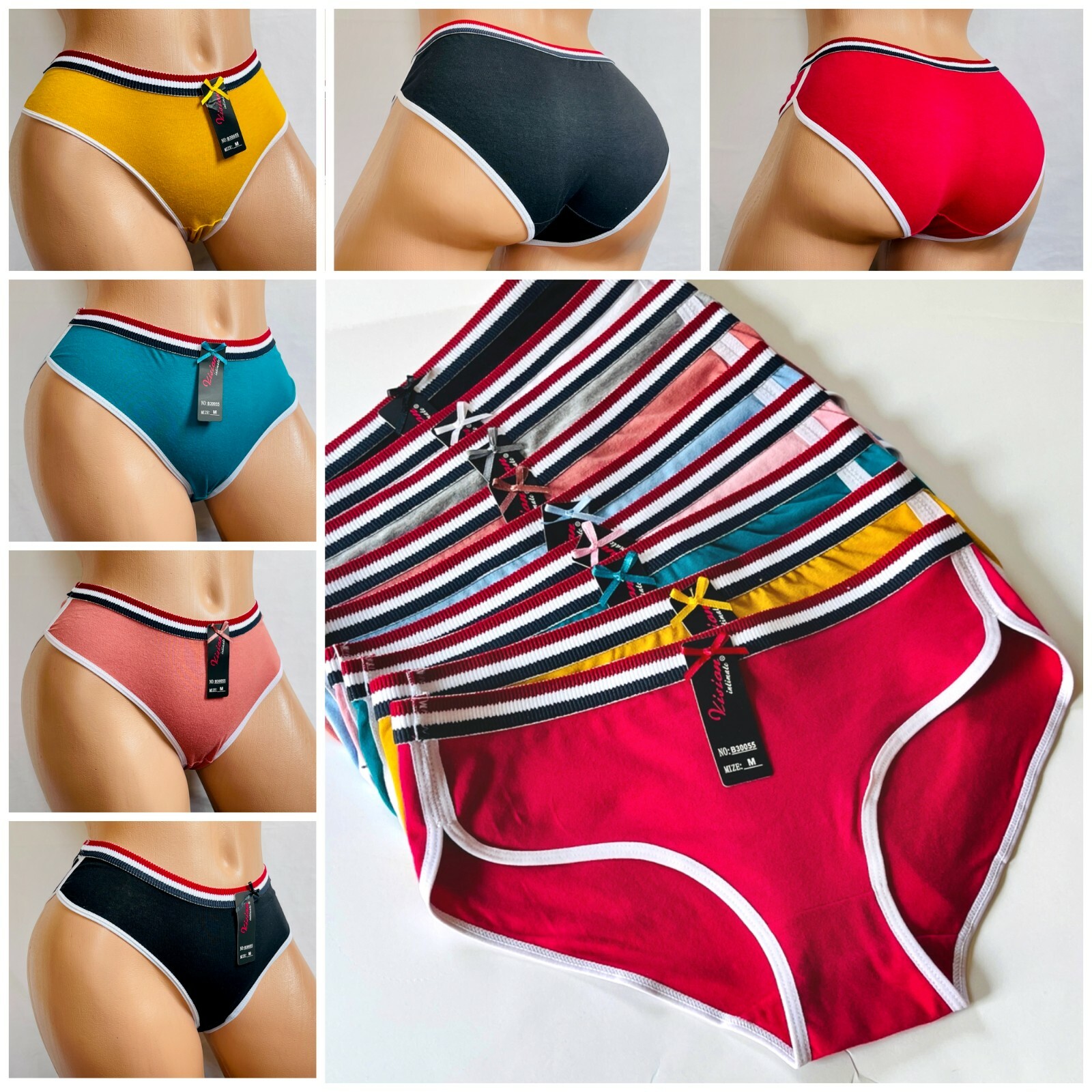 6- 12 Women’s BIKINI Sports LOVE Panties Undies 95% COTTON ACTIVE WEAR 3055 S-XL