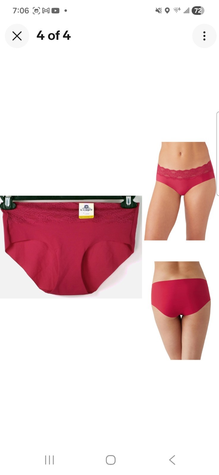 B.tempt’d Wacoal b.bare Hipster Choose Persian Red Size S New 978267 Panty