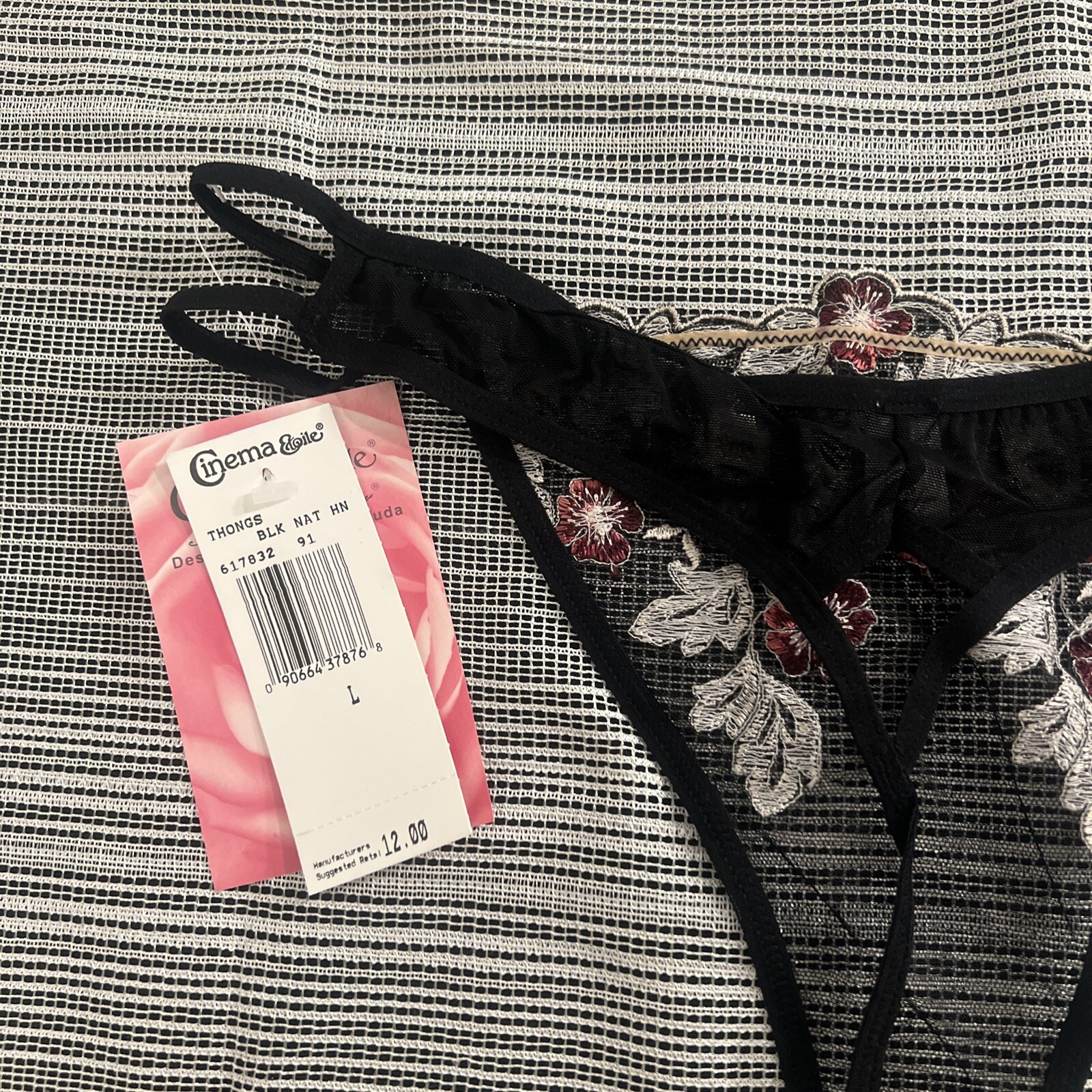 VINTAGE WOMEN’S  SEXY LINGERIE THONG PANTIES TRANSPARENT SIZE L 100% POLYESTER