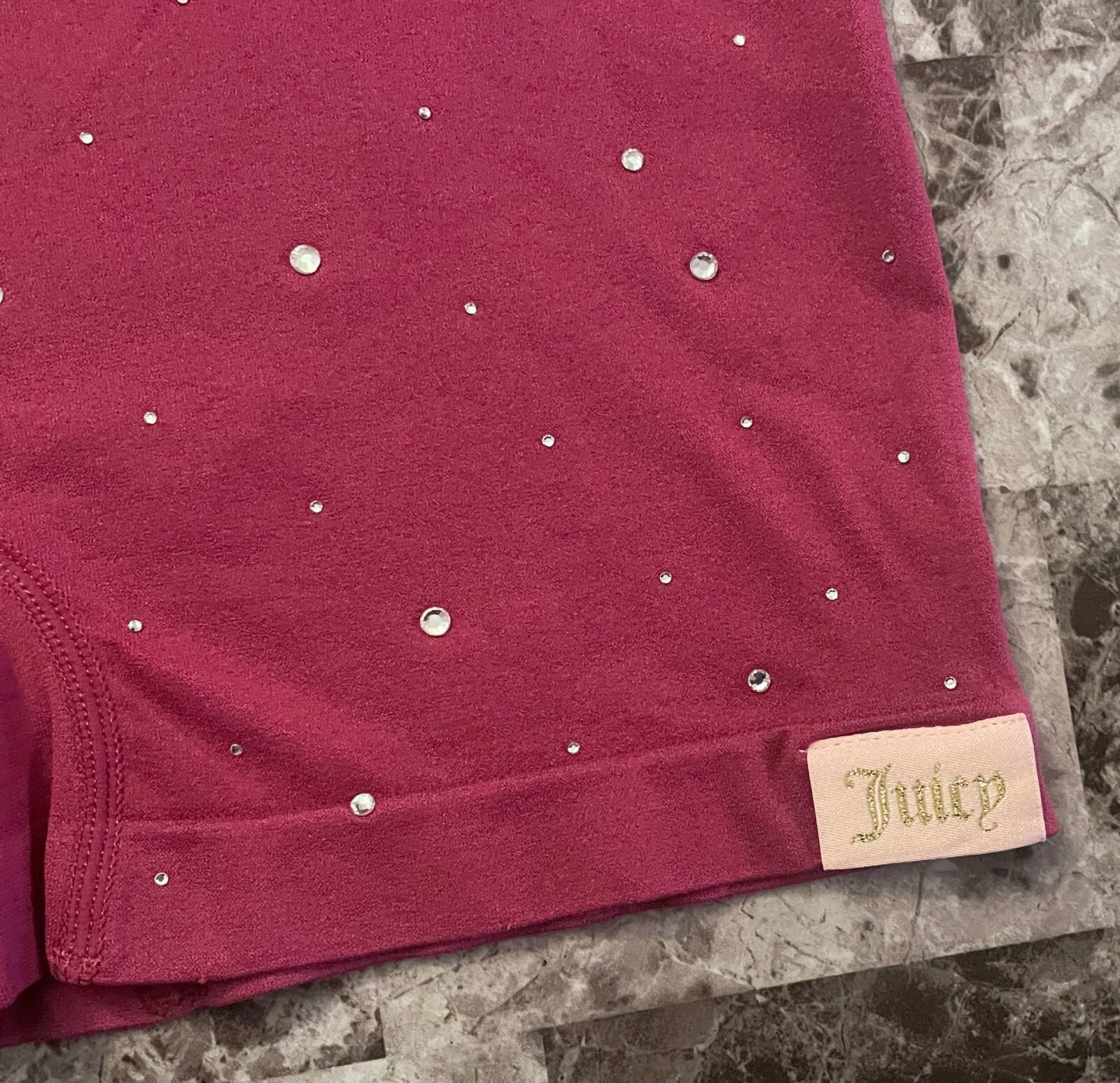 JUICY COUTURE L RASPBERRY SILVER RHINESTONE SEAMLESS STRETCH BOYSHORT PANTIES
