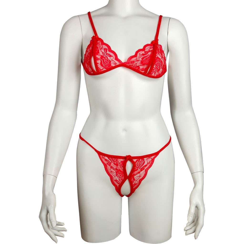 Sexy Lingerie Lace Bra G-string Thong Set Babydoll Sleepwear Underwear Nightwear