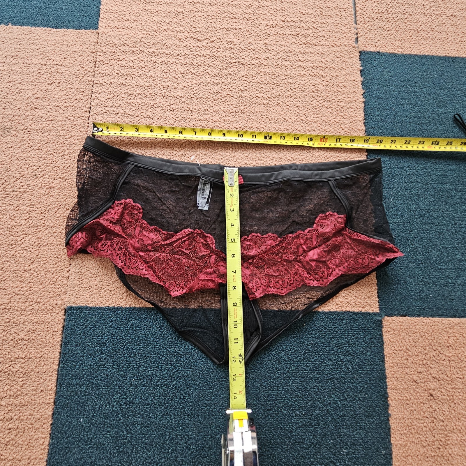 Adore Me Black Red 3X Mesh Lace Panties NWT Womens Plus Sheer Z3a