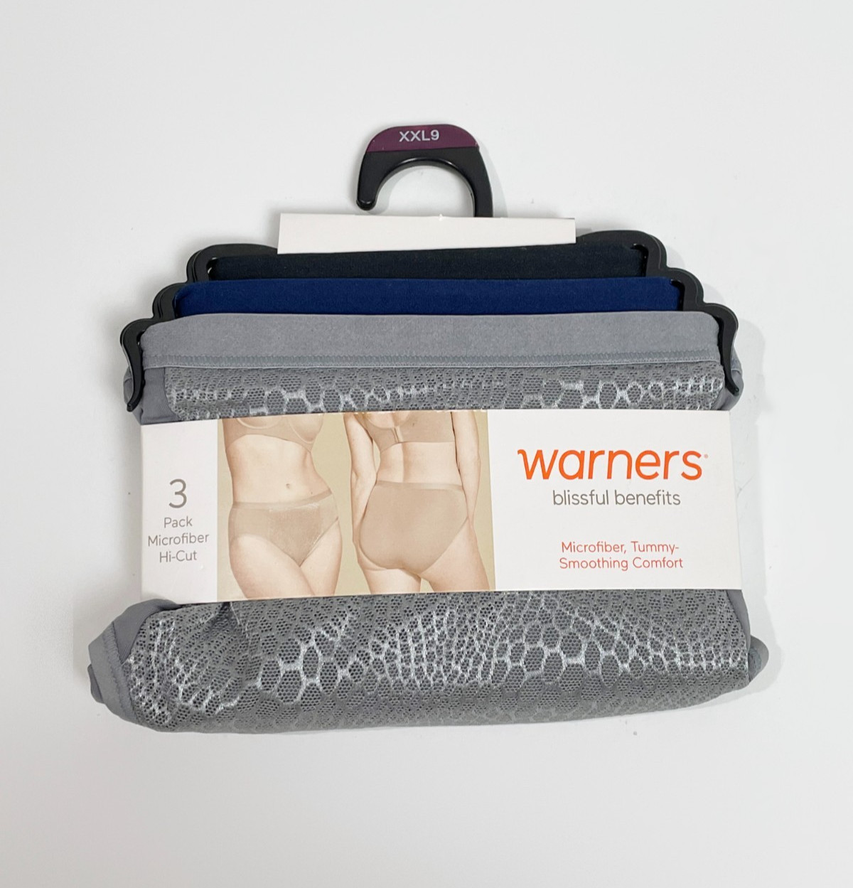 Warner’s Blissful Benefits Microfiber Hi-Cut 3 Pack Size 9