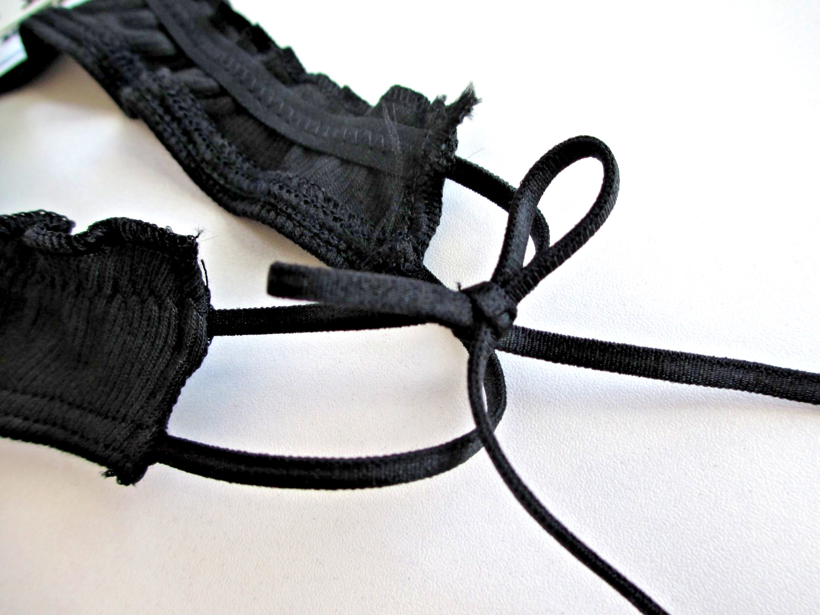 VICTORIA’S SECRET PINK Cotton Side Tie Ruffle Bow High Leg Thong S M L XL Black