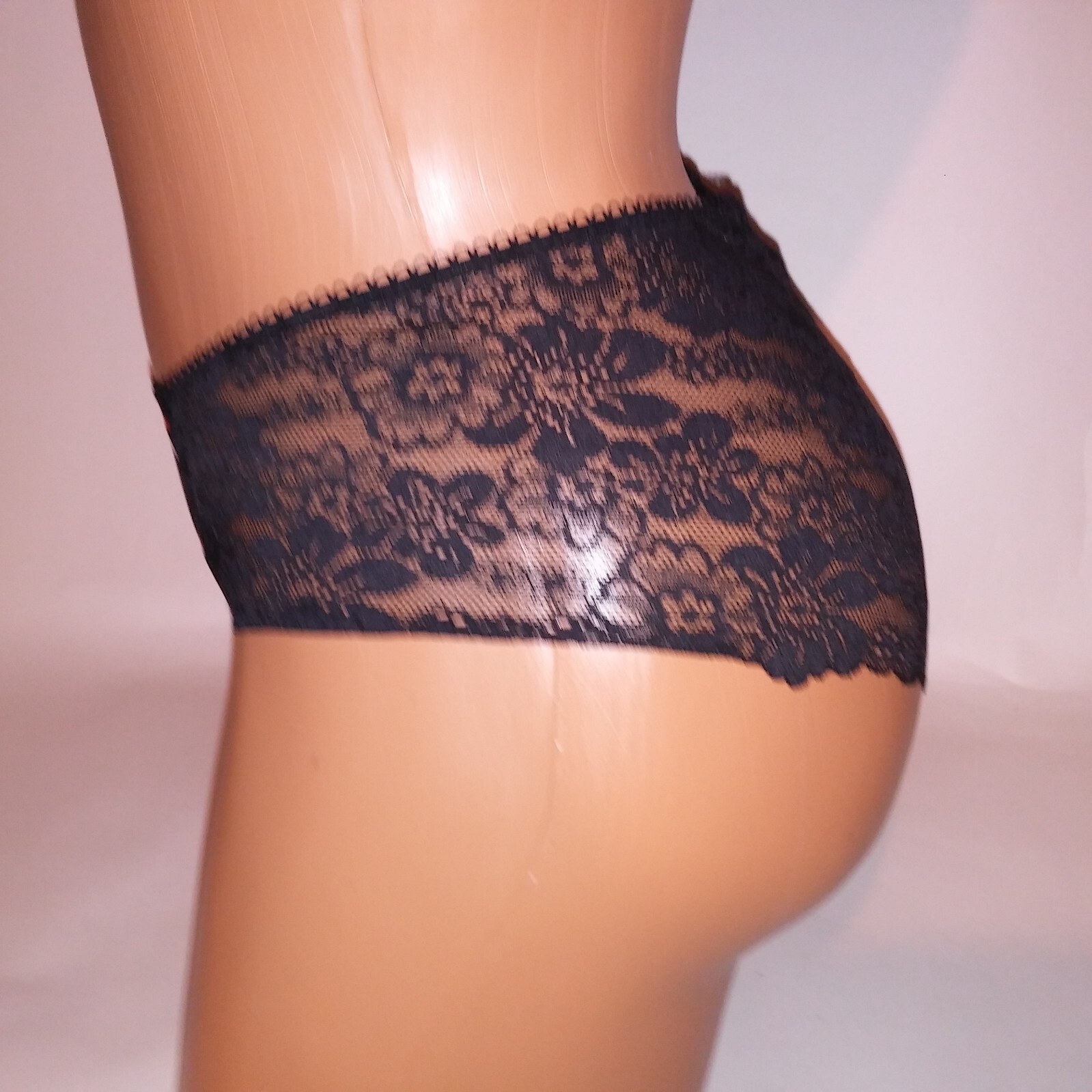 Victoria Secret PINK Panty Cheeky Black Pink Red Hearts Lace Back New