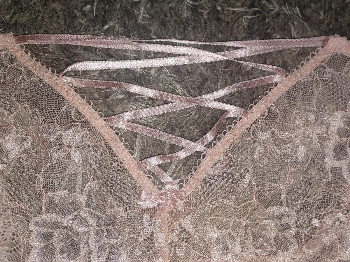 Adore Me/VS Strappy Bk Lace Trim Bikini Panty NEW Large Pink