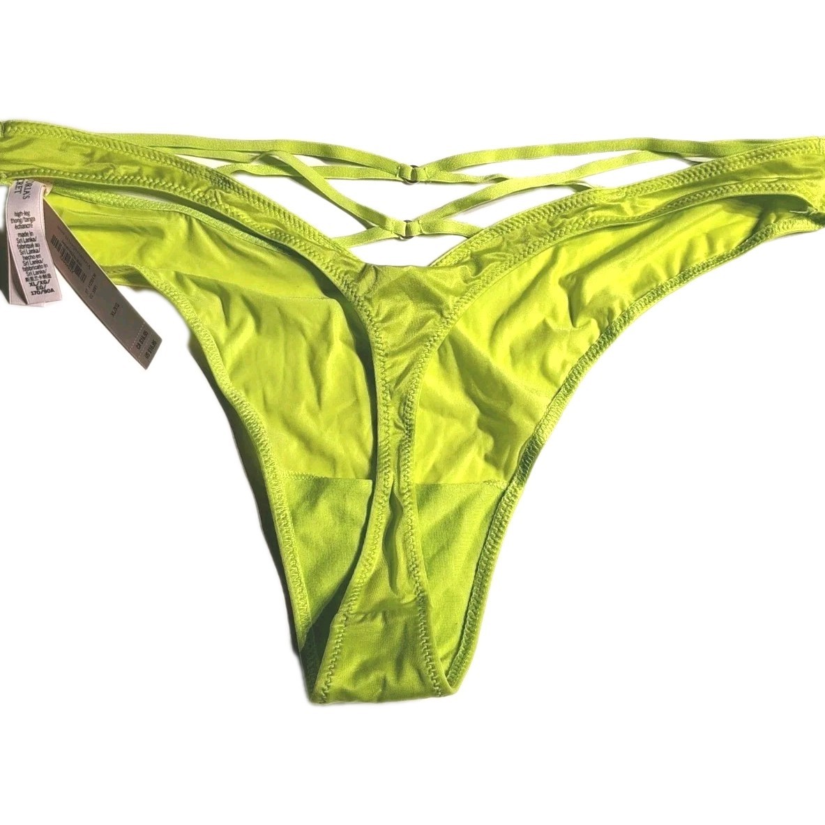 Victoria’s Secret High-Leg Satin Thong XL – NEON GREEN New With Tags