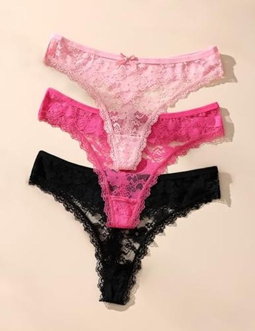 Sexy Seamless Thongs for Women Lace Underwear Breathable Low Rise Large A-pink