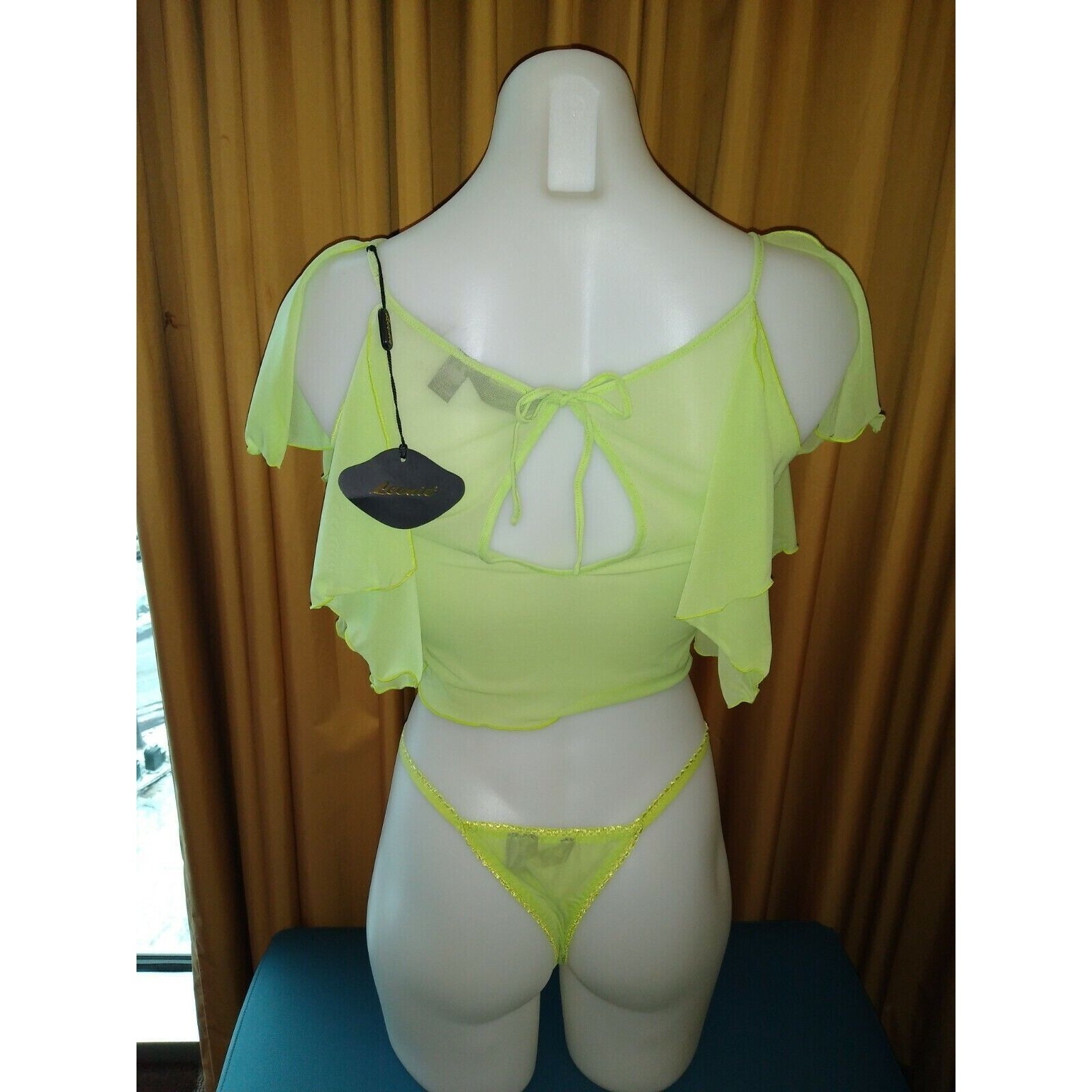 Leonie Small Green Teddy and Panty Lingerie Thong 💋 Sheer Pretty 💕