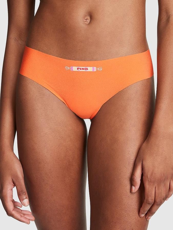 NWT Victoria’s Secret PINK orange candy logo no-show thong panties size M