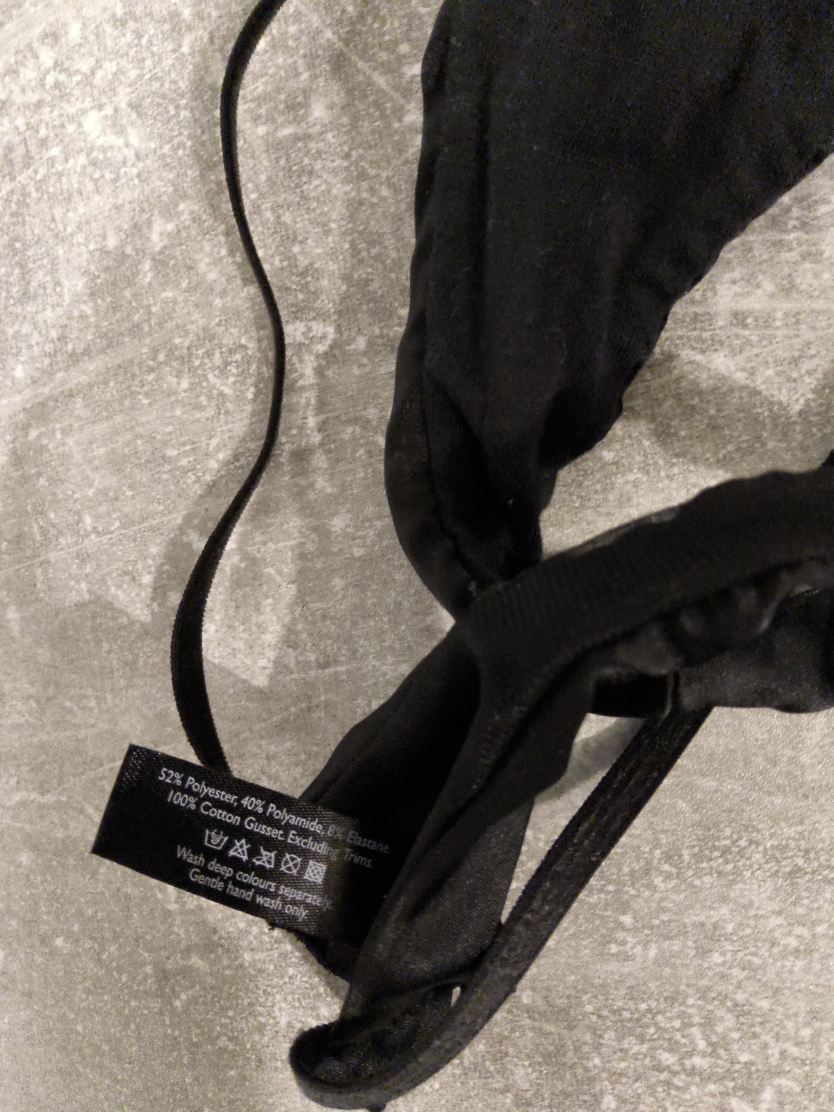 BNWOT Ann Summers Black Satin & Diamonte Trinket Thong Size 8-10