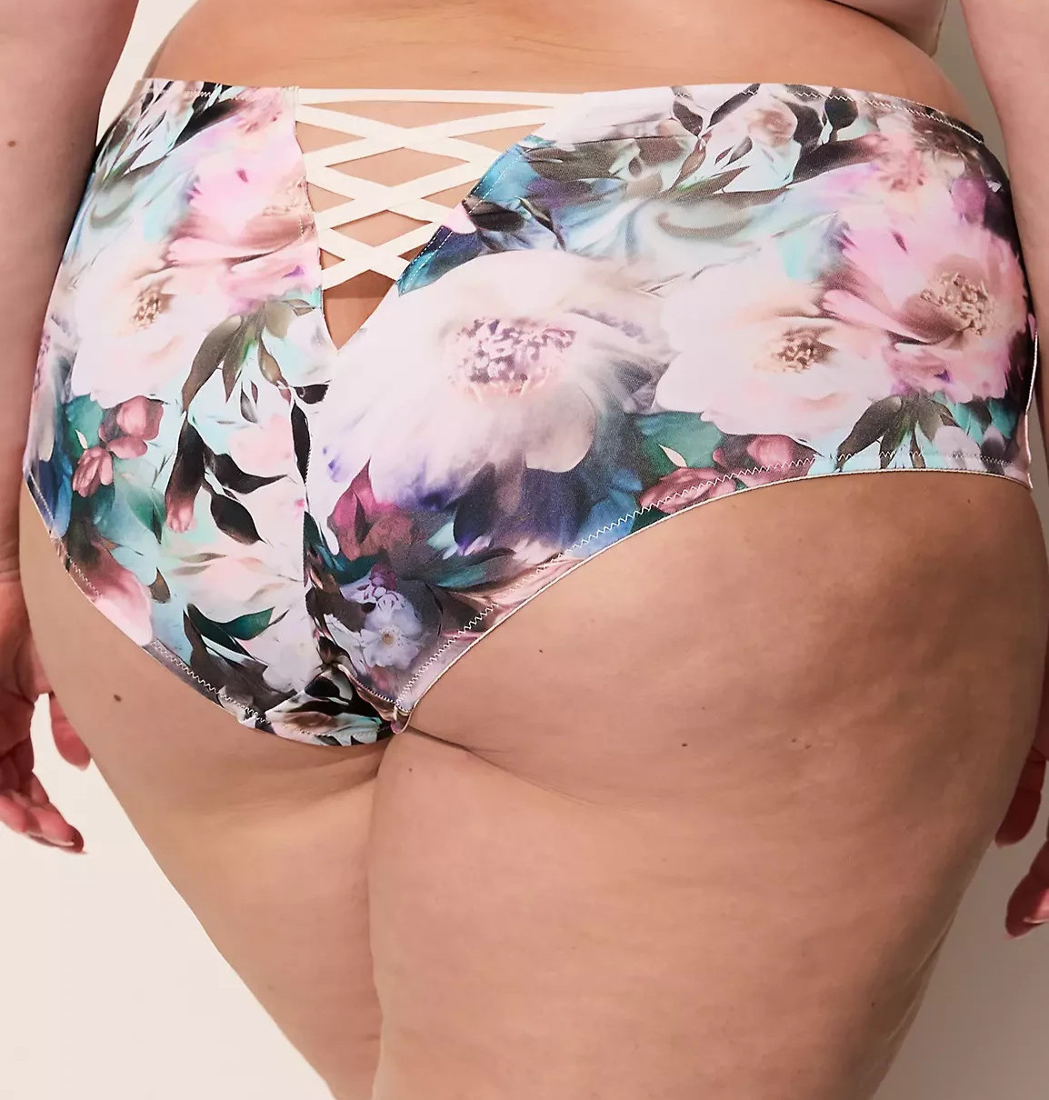 Cacique~New With Tags~Purple Floral Lace-Trim Cheeky Brief Panty~Plus Size 18-20