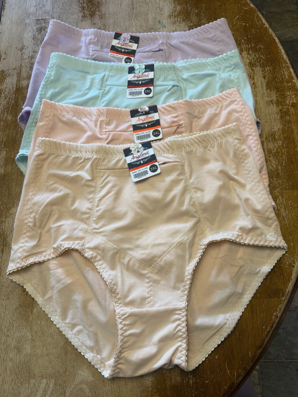 Angelina 4 Pair Womens Brief Underwear Panties Nylon Blend Hidden Pocket 3XL