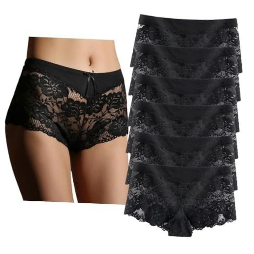 Women’s Underwear Regular & Plus Size Panties Lace Medium 6 Pack-black