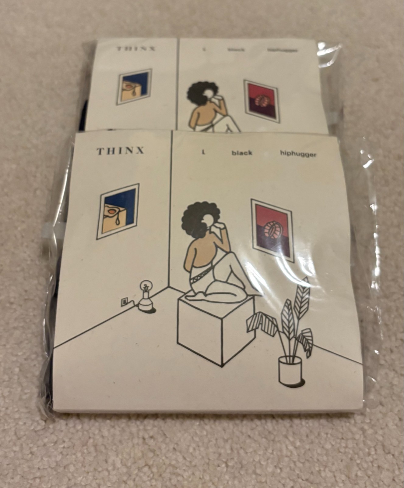 THINX Black Hiphugger Leakproof Period Panties Size Large 2-Pack NWT