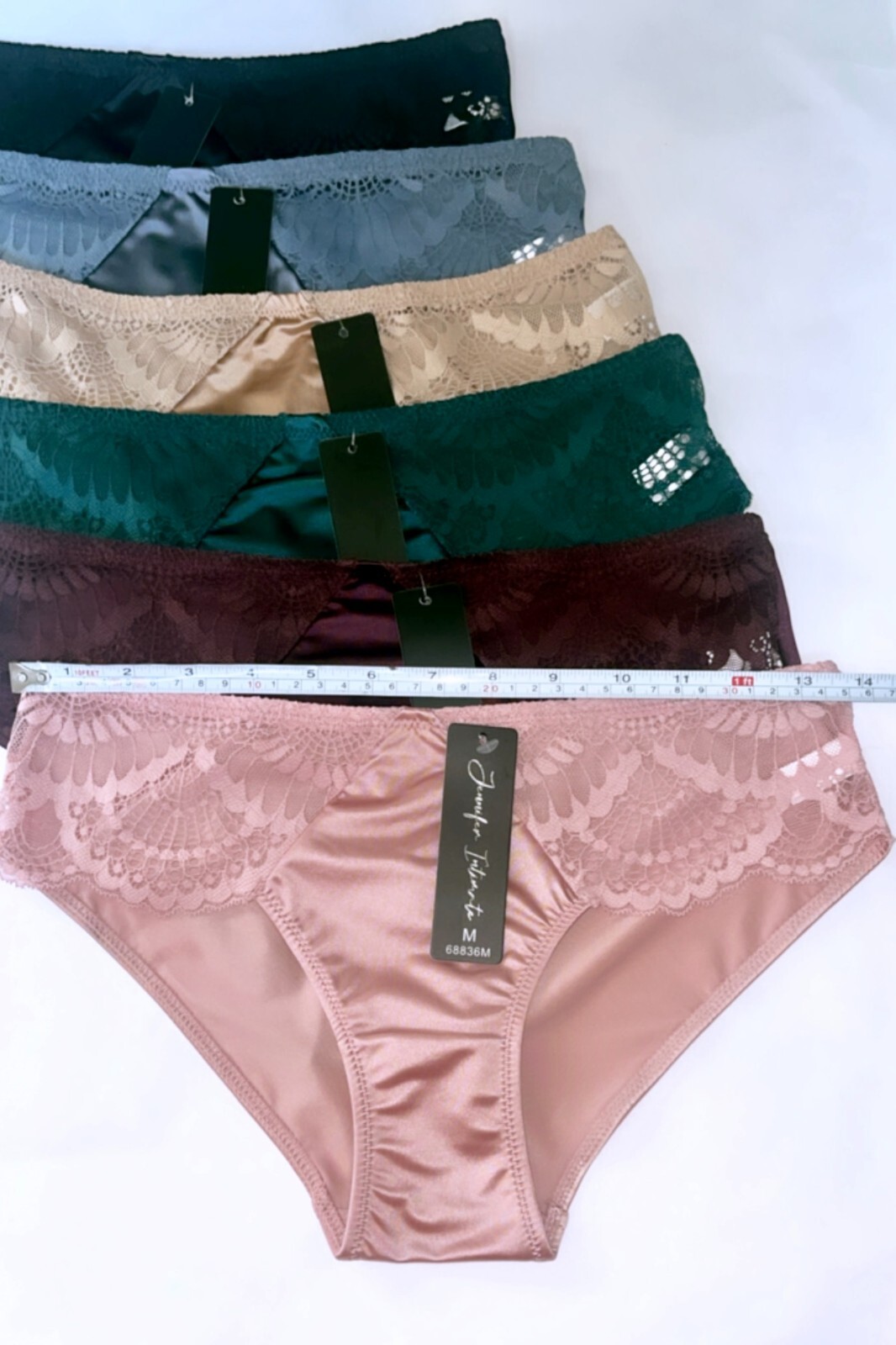 6 Pack PRETTY SATIN BIKINIS Style PANTIES Womens Under #68836 Lace Multi-Color M