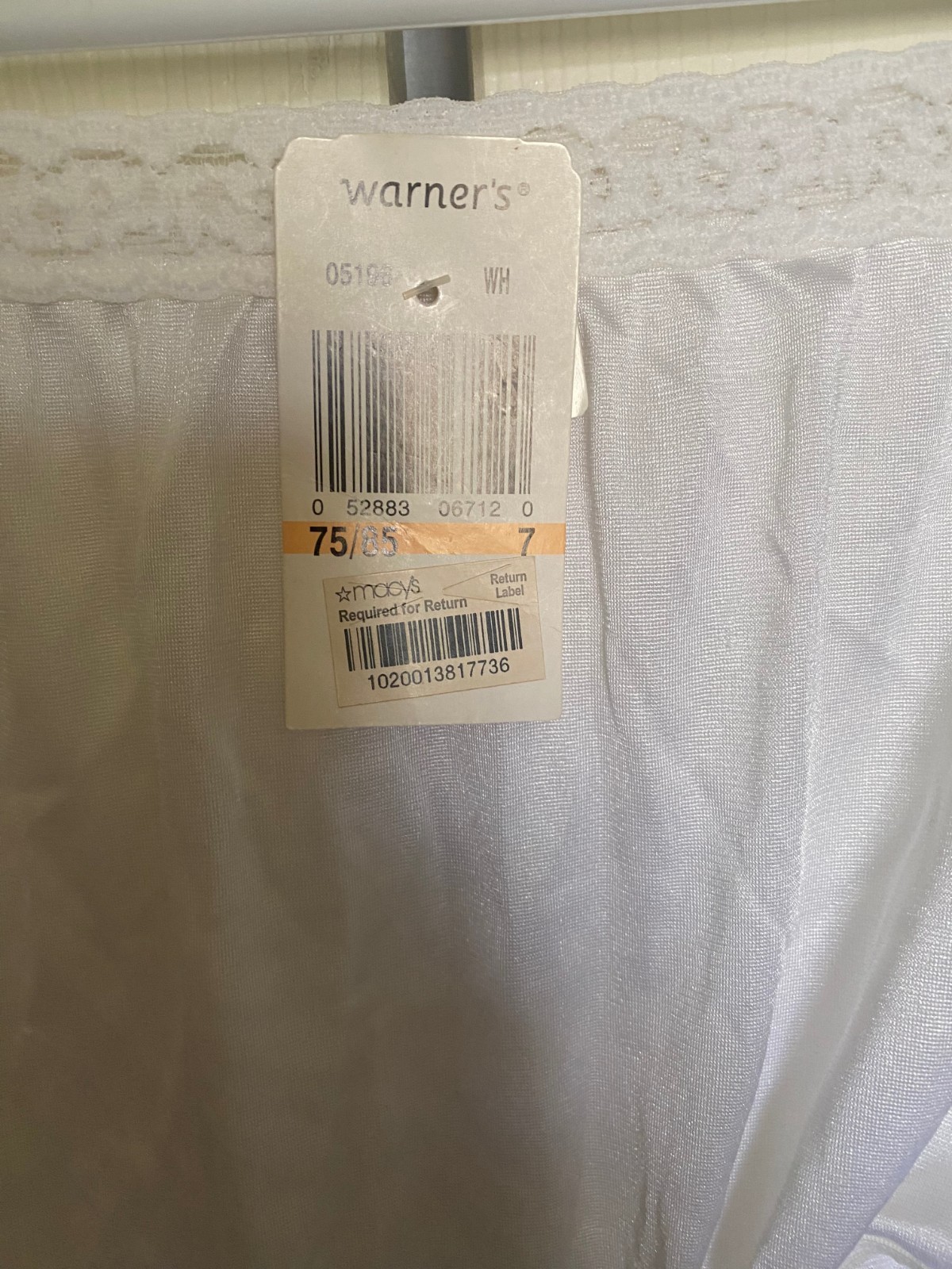 New VTG Warners Size 7 High Waist Panties White Lace trim 05196 Granny