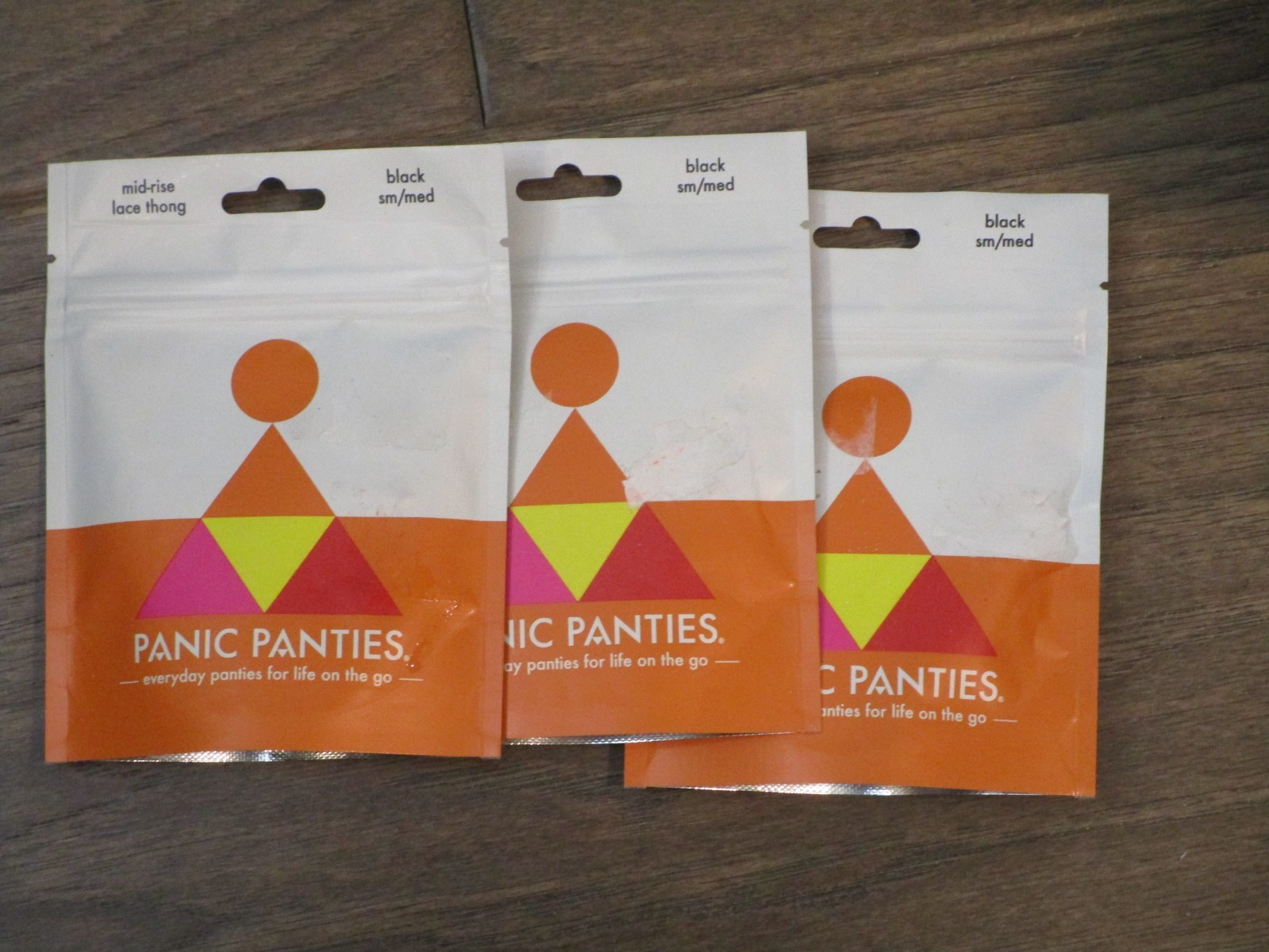 3-PACK PANIC PANTIES MID-RISE BLACK LACE THONG PANTIES SIZE SMALL/MEDIUM