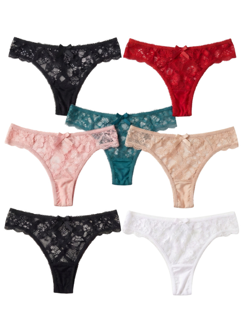 Juego de 5 tangas de encaje para mujer (colores aleatorios) – Bragas de cintura