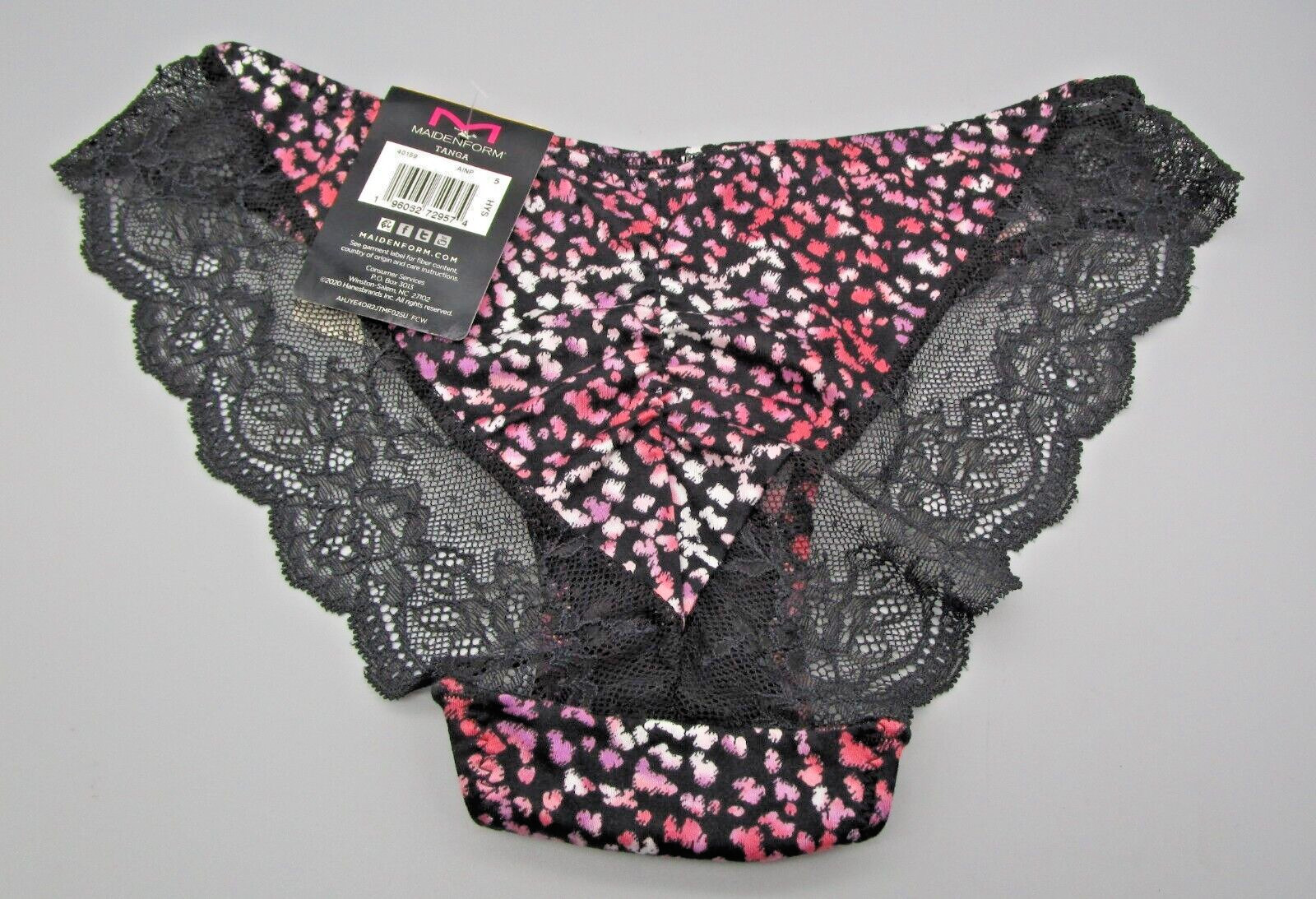 MAIDENFORM~S 5~40159~Black Ombre Spot Comfort Devotion Lace Back Tanga