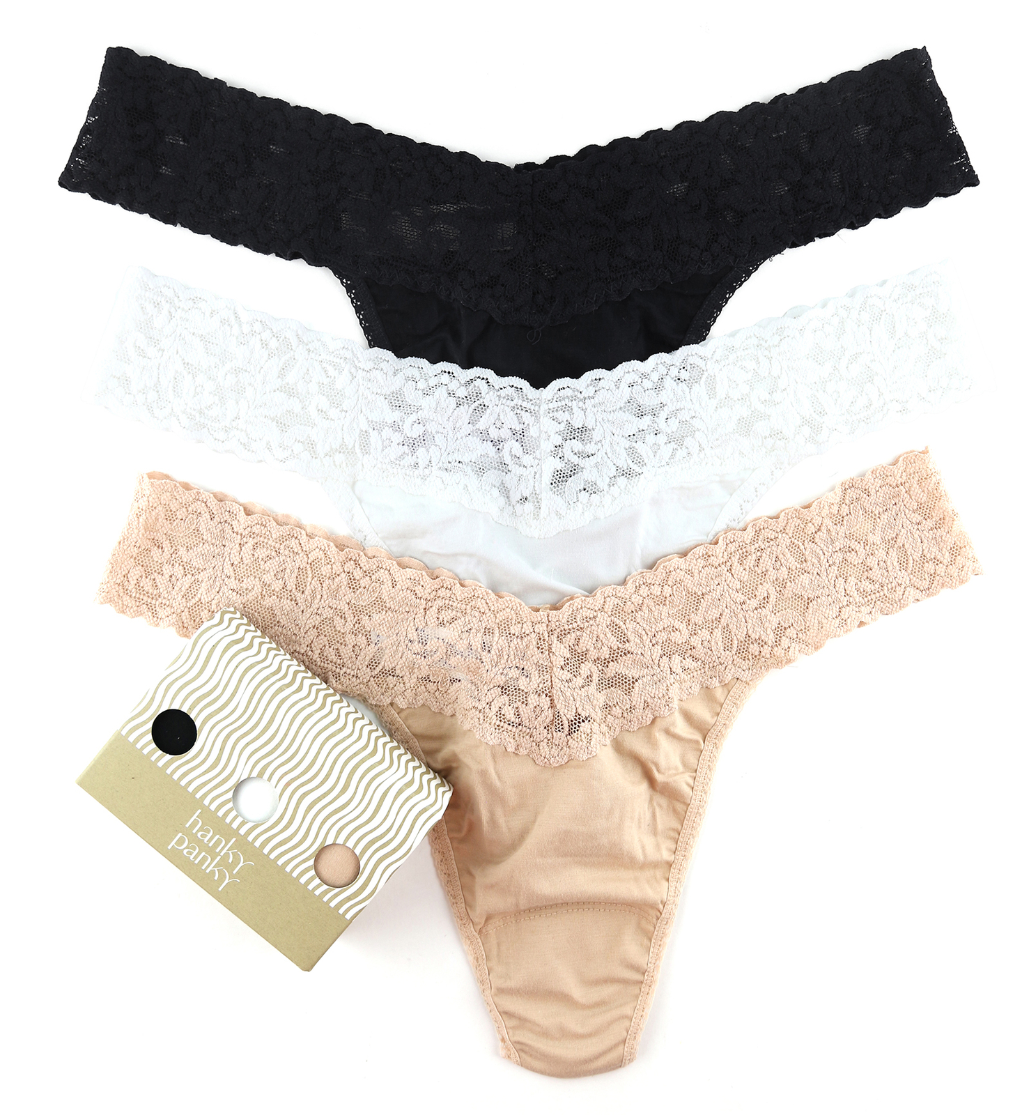 Hanky Panky 3-PACK Original Rise Cotton Thong (8918013PK)