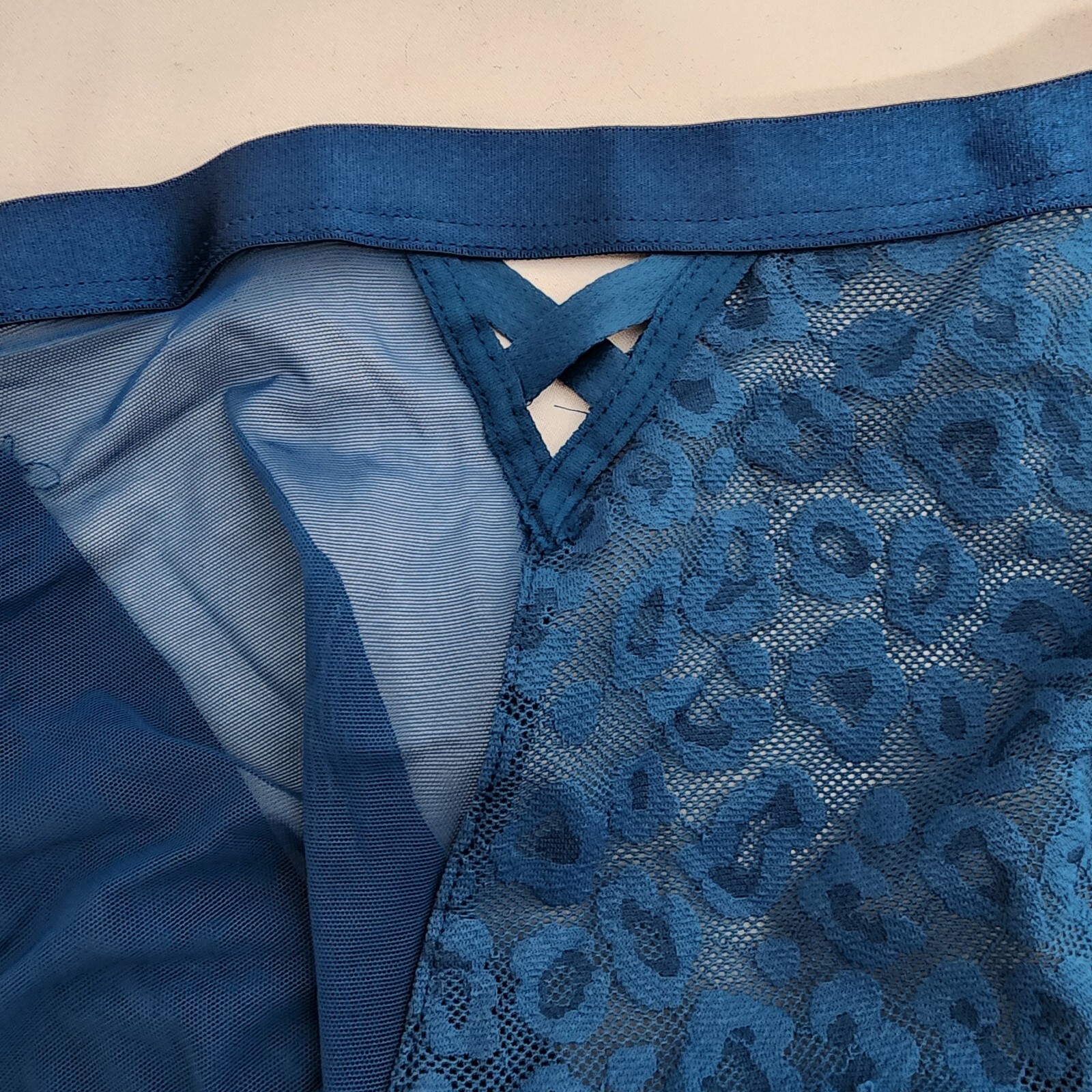 6X 30W Torrid Blue Animal Lace Cheeky Panty Lingerie Sheer Breathable Summer NWT