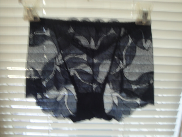 1 Pair of Beautiful Sheer Hand woven Chinese Dark Blue Panty/no panty line M
