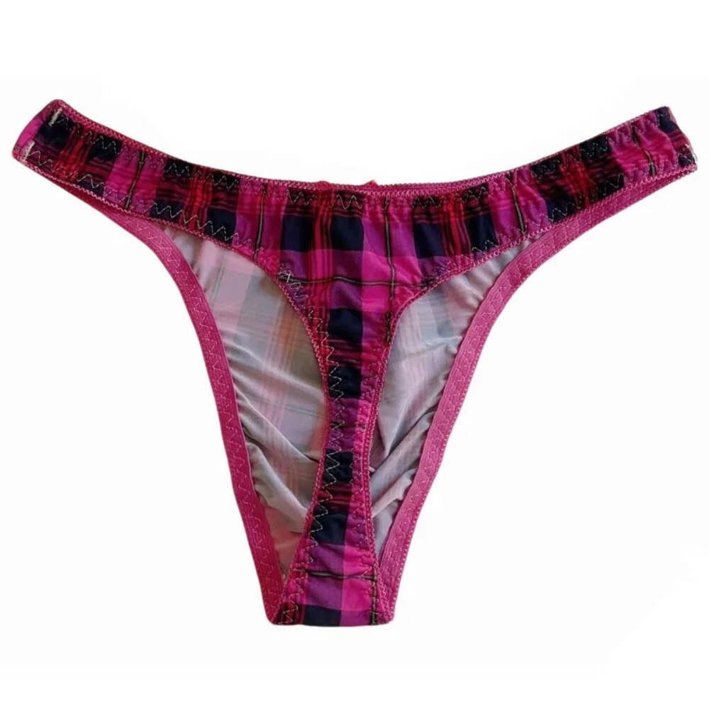 Plaid Thin Sexy Man’s Thong Couple Bow Briefs Breathable Tanga T-Back Underwear